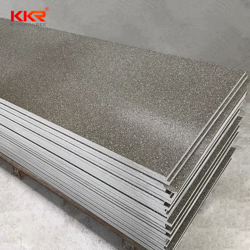 Gray Color With Big Chips Modified Acrylic Solid Surface Sheets KKR-M1667