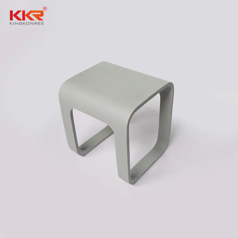 Acrylic Stone Bathroom Shower Bench Stools in Matte Cement Grey Shower Stool