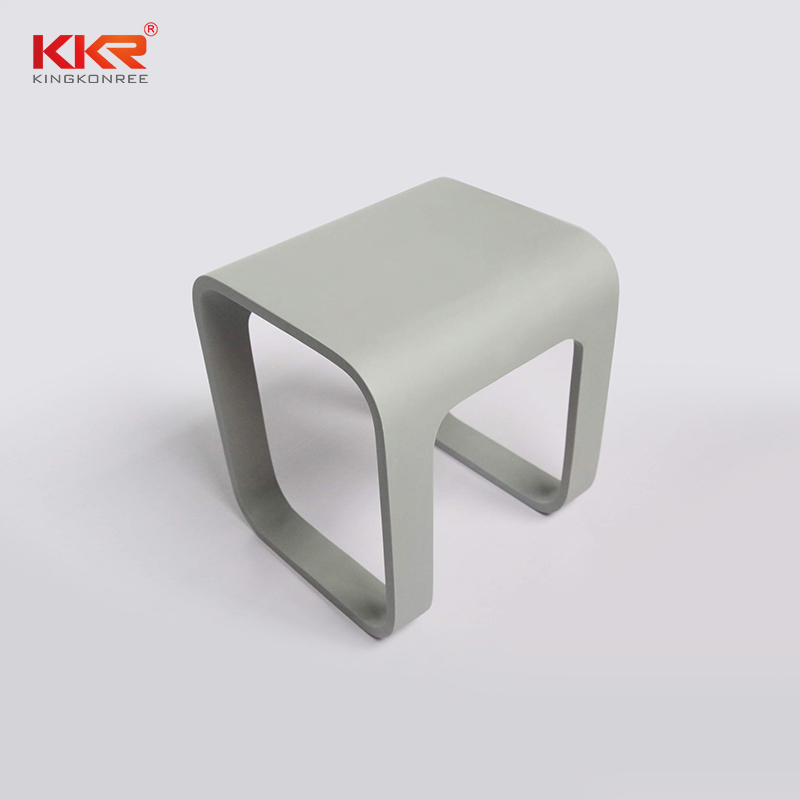 Acrylic Stone Bathroom Shower Bench Stools in Matte Cement Grey Shower Stool