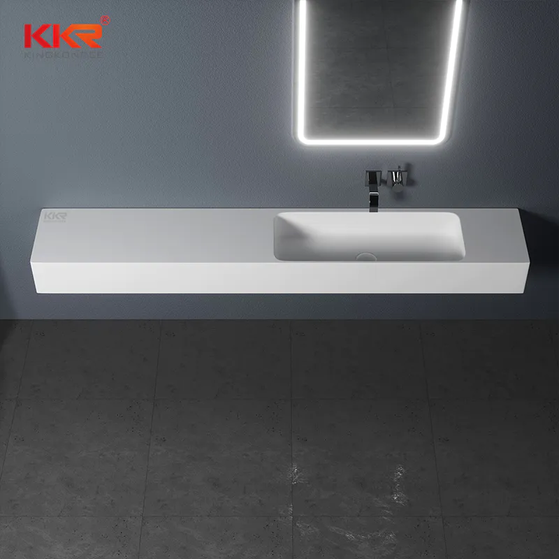 Modern European Wall hung Basin Luxury Bathroom Designs Solid Surface Vanity Basin