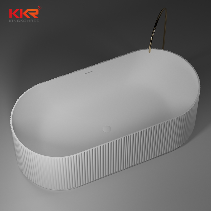 Modern White Striated Freestanding Acrylic Bathtub KKR-B114