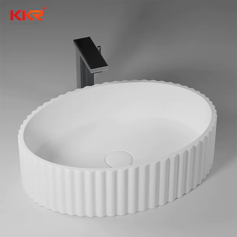Modern Style Wave Outside Oval Bathroom Basin  Above-counter Basin KKR-1169