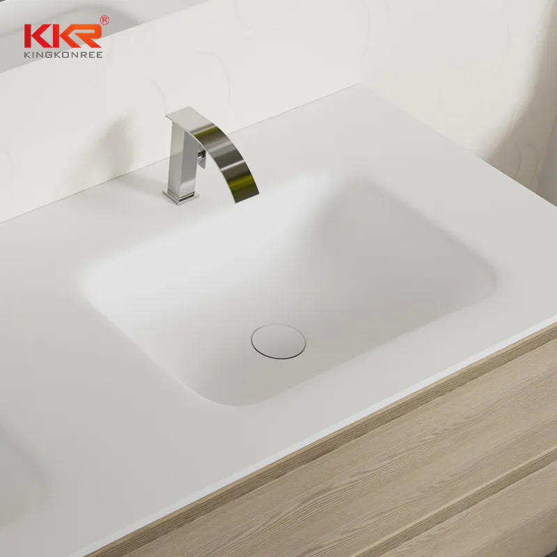 Solid Surface Washbasins with Integrated Countertop for Dual Elegance