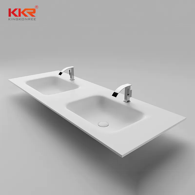 Solid Surface Washbasins with Integrated Countertop for Dual Elegance
