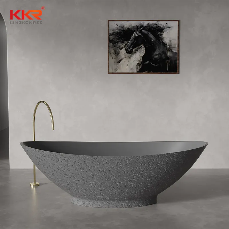 Solid Surface Concrete Texture Sense Soaking Bathtubs KKR-B051