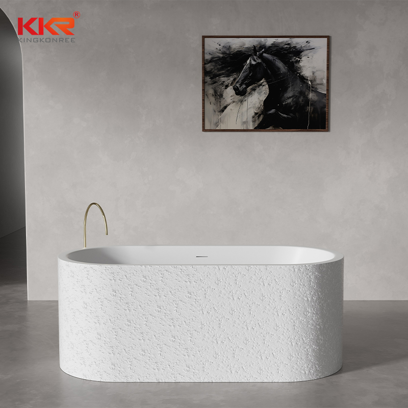 Concrete Texture Sense Soaking White Bathtubs KKR-B003