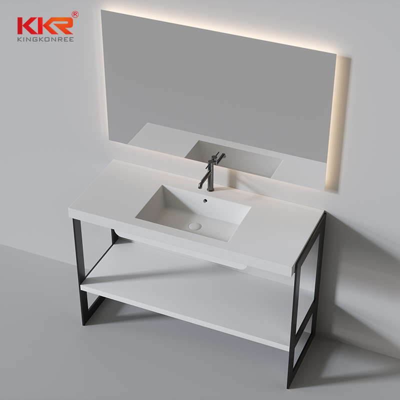 Bathroom Vanity Sets Hand Wash Basin Solid Surface Basin Shelf Match With Steel Base KKR-1235