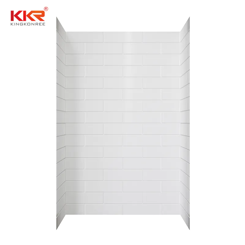 Kingkonree Custom Cultured Marble Shower Surround White Marble Shower Wall KKR-CMW03