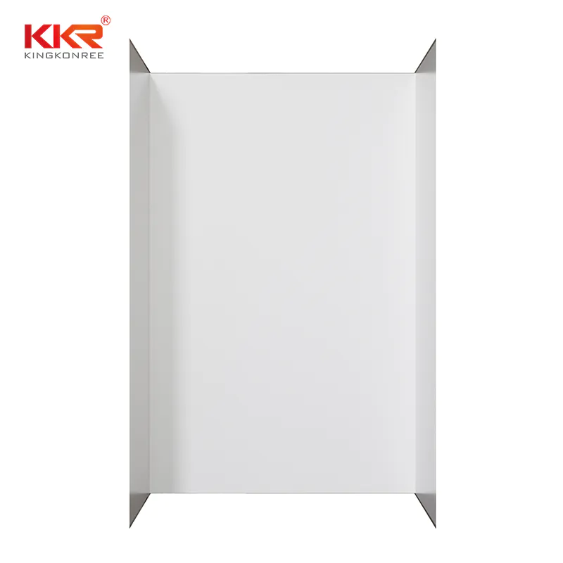 Kingkonree Smooth Vertical Culture Marble White Shower Wall Panel Shower Surround Tubs KKR-CMW07
