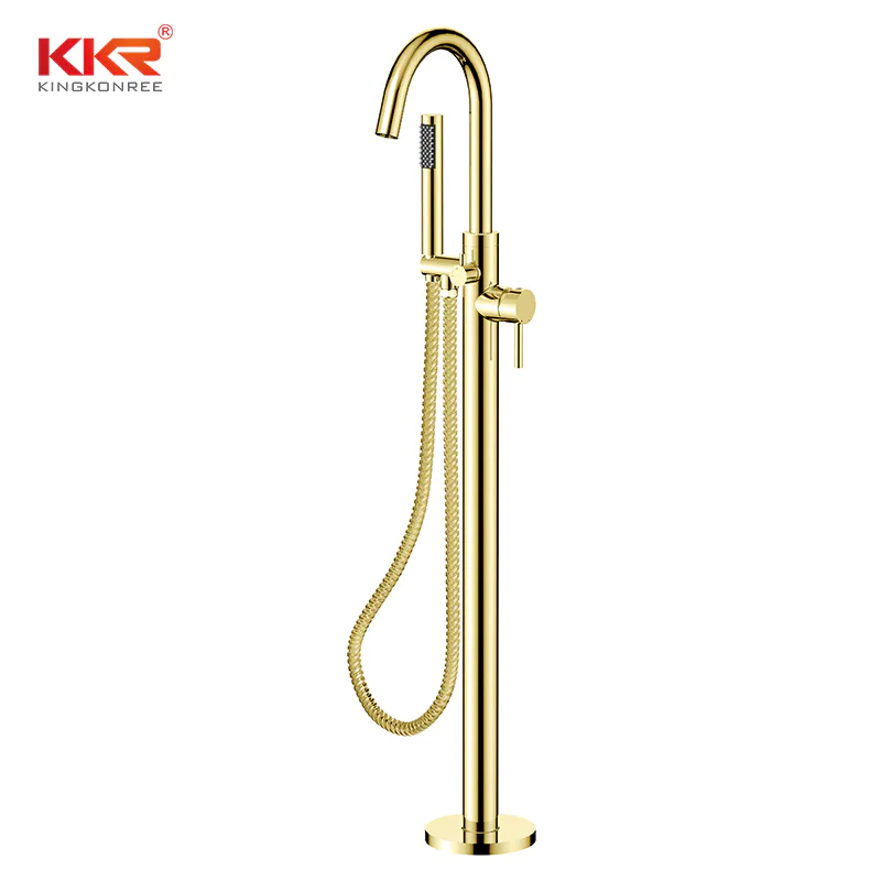 Luxurious Freestanding Gold Bathtub Faucets with Brass Hand Shower