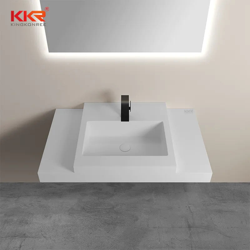 Elegant Solid Surface Countertop Basin with Geometric Flair KKR-1815
