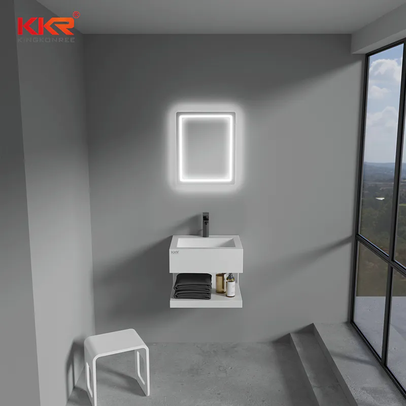 Hot Sales White Solid Surface Small Slope Wall Mount Wash Basin KKR-1618