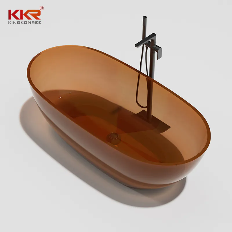 Wholesale Stone Composite Bathtub Solid Surface Freestanding Transparent Bathtub KKR-B003