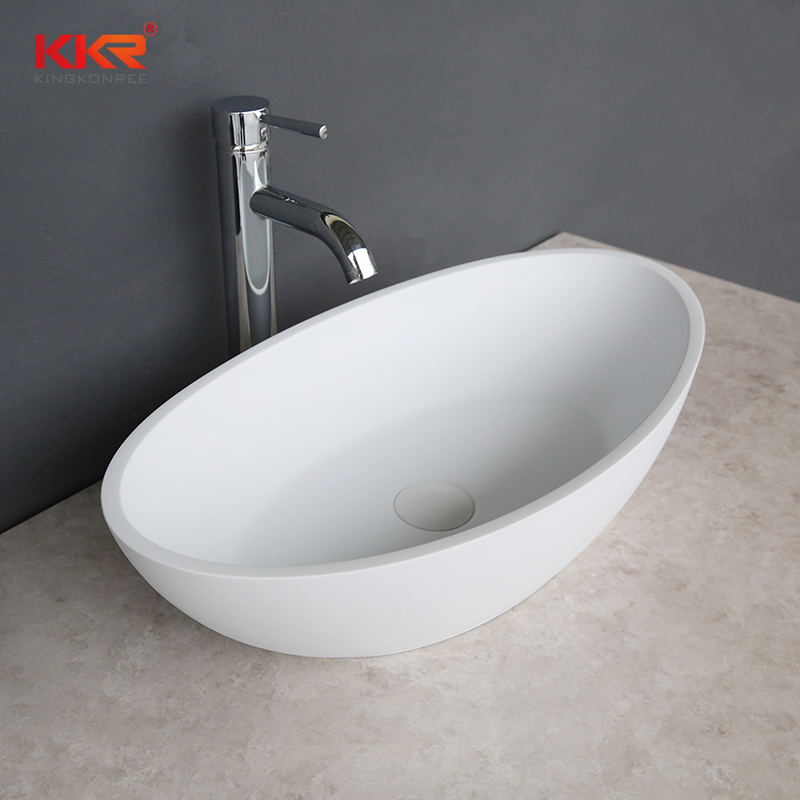 Modern Oval White Bathroom Egg Shape Table Top Wash Hand Basin Bathroom Vessel Sink KKR-2118