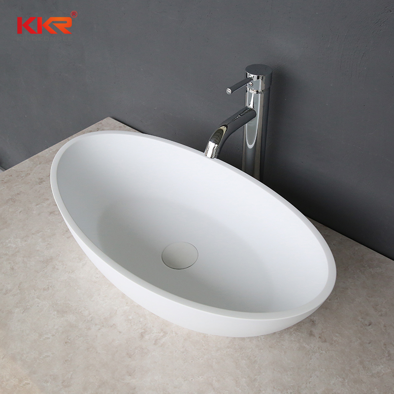 Modern Oval White Bathroom Egg Shape Table Top Wash Hand Basin Bathroom Vessel Sink KKR-2118
