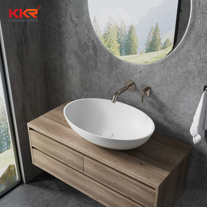 Hotel Luxury Ultra-Thin Edge 6mm Solid Surface Matte White Wash Basin Sinks KKR-2123