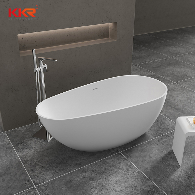 Ellipse Oval Shape White Matt Solid Surface Bath Tub KKR-B001