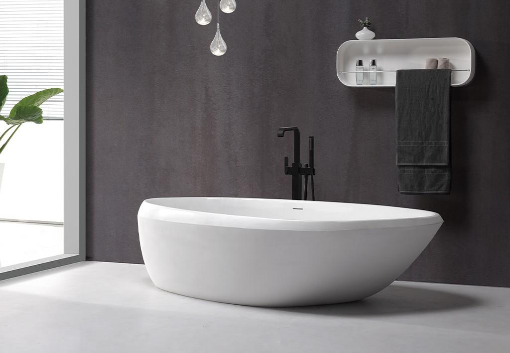 KingKonree marble stone resin bathtub at discount for bathroom-1