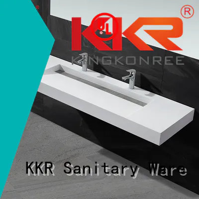 white Custom rectangle artificial wall mounted wash basins KingKonree kkr