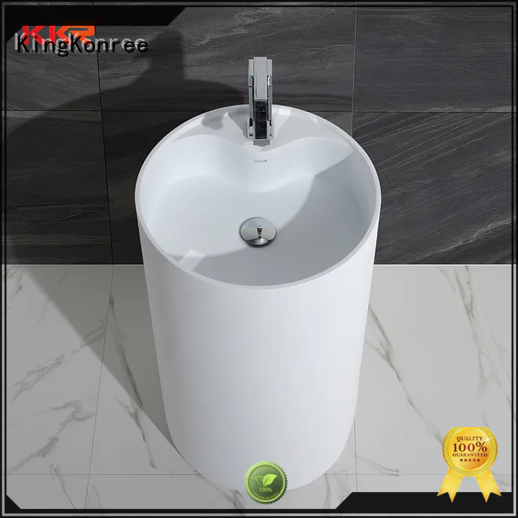 KKR Freestanding Modern Design Solid Surface Stone Bathroom Pedestal Wash Basin With Stand KKR-1380