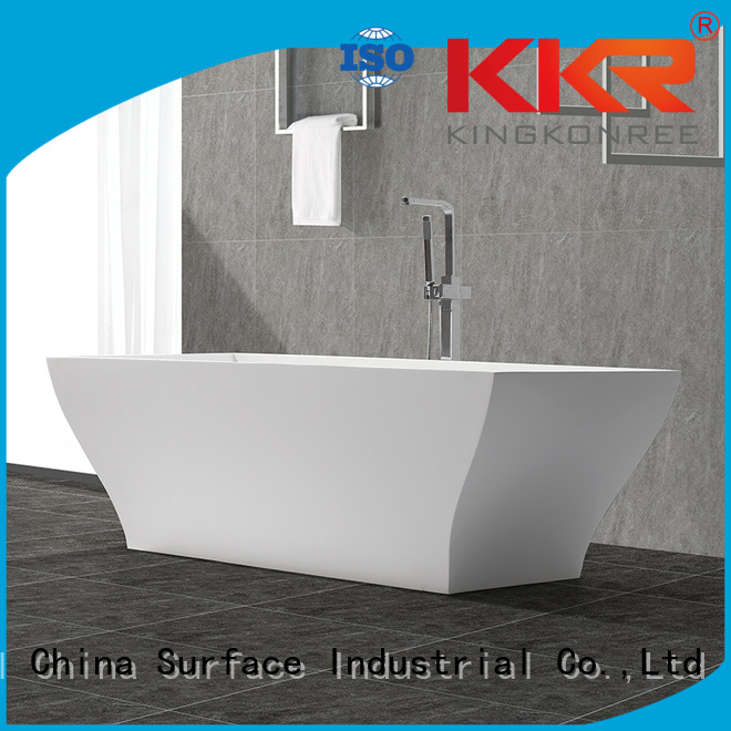 highend size white Solid Surface Freestanding Bathtub KingKonree manufacture