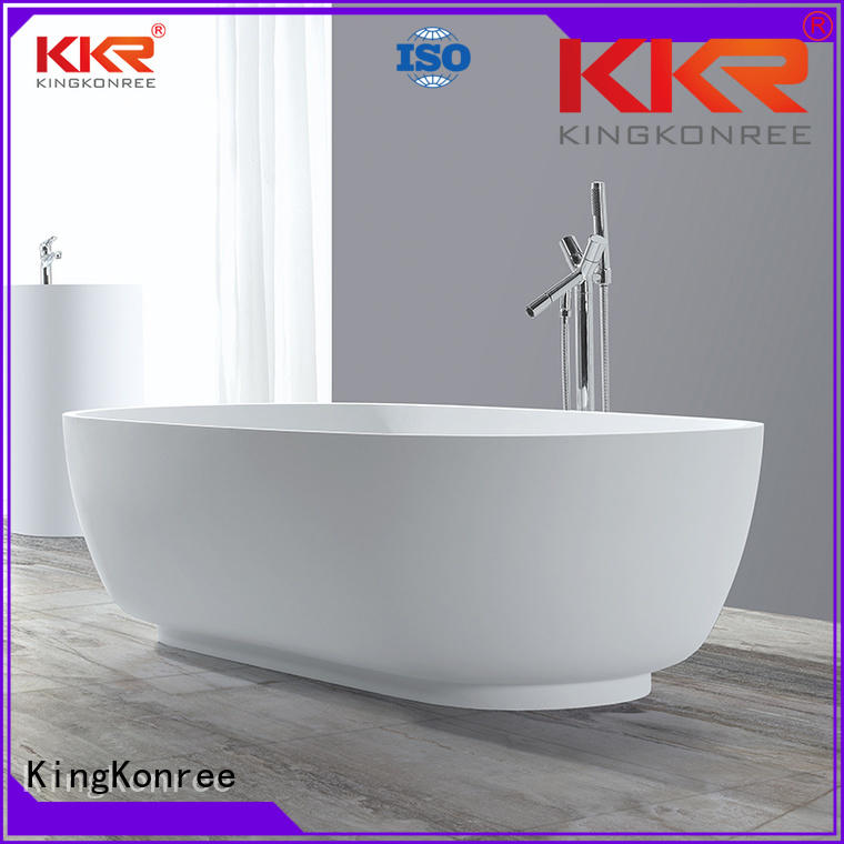white against length Solid Surface Freestanding Bathtub KingKonree Brand