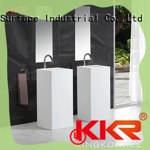 pan shape freestanding pedestal basin factory price for bathroom KingKonree