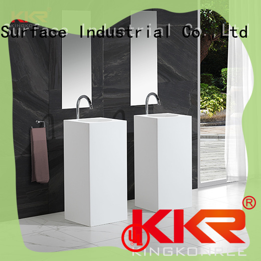 pan shape freestanding pedestal basin factory price for bathroom KingKonree
