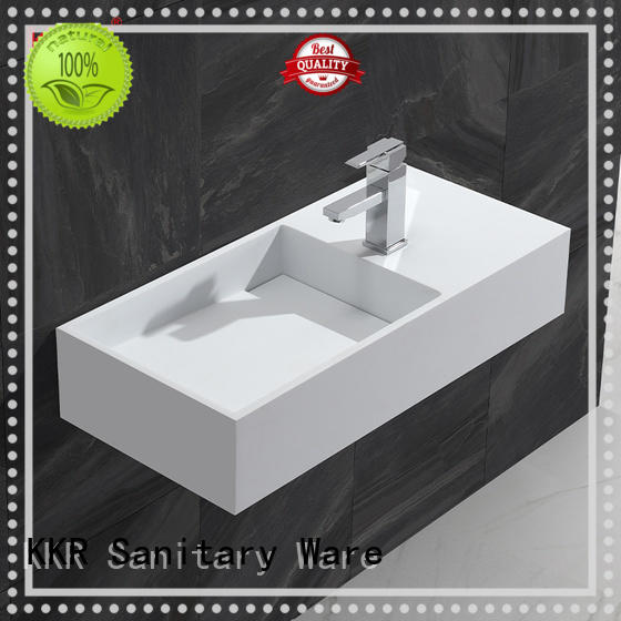 High Quality Gel-coat Stone Resin Solid Surface Wall Hang Basin KKR-1364