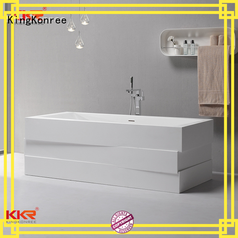 150cm storage outside bathtub Solid Surface Freestanding Bathtub KingKonree Brand