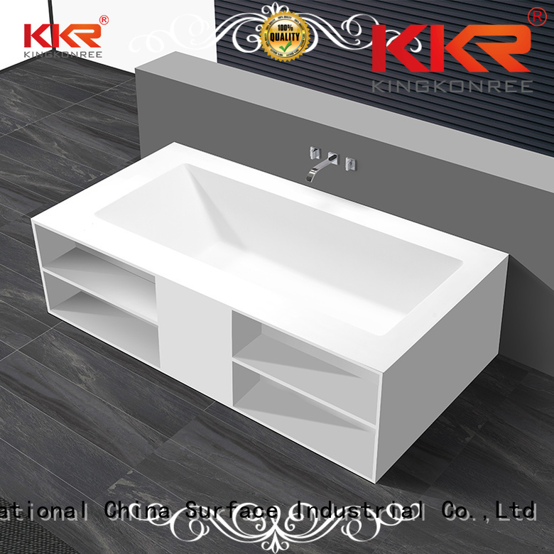 black atrifial solid KingKonree Brand Solid Surface Freestanding Bathtub factory